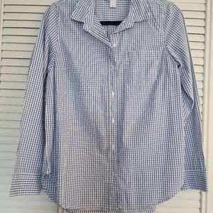Old Navy The Classic Shirt Blue and White Collar Button Down Blouse Small